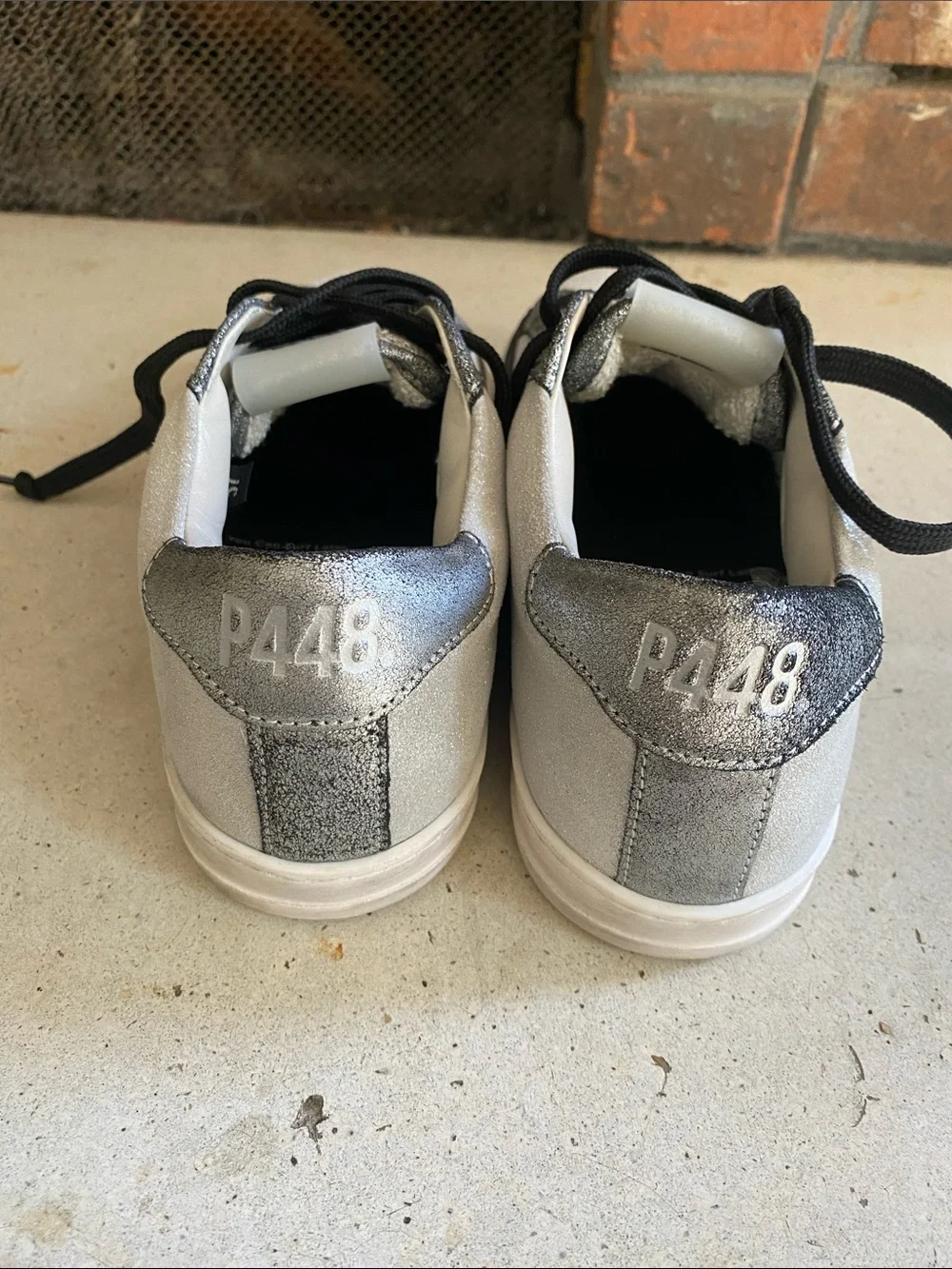 P448 Silver Low-Top Sneakers with Black Laces